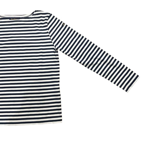 Le Minor 細ボーダー長袖Tシャツ- ホワイト×ネイビー