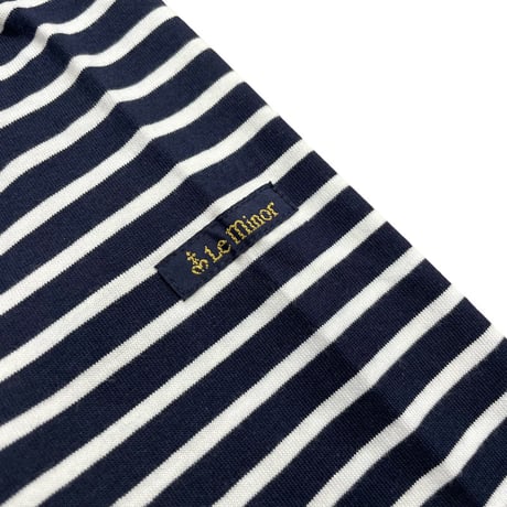 Le Minor 細ボーダー長袖Tシャツ-ネイビー×ホワイト