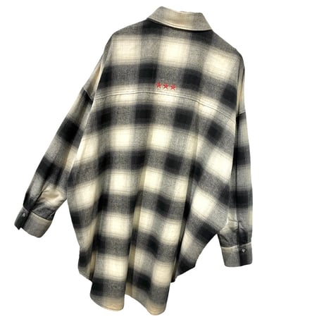 NUS     バックスターチェックオーバーシャツ         -グレー