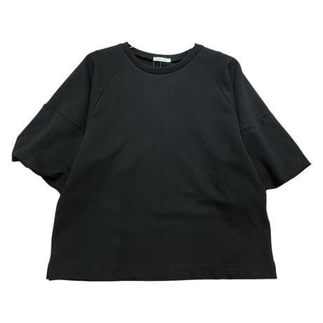 denicher ストレッチミニ裏毛バルーンスリーブプルオーバー-ブラック