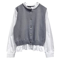 ATELIER SIX   14Gニット+布帛プルオーバー -  グレー