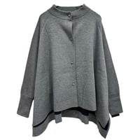 ATELIER SIX   12Gダブルフェイス配色ポンチョ -  グレー