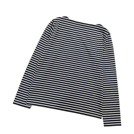 Le Minor 細ボーダー長袖Tシャツ-ネイビー×ホワイト