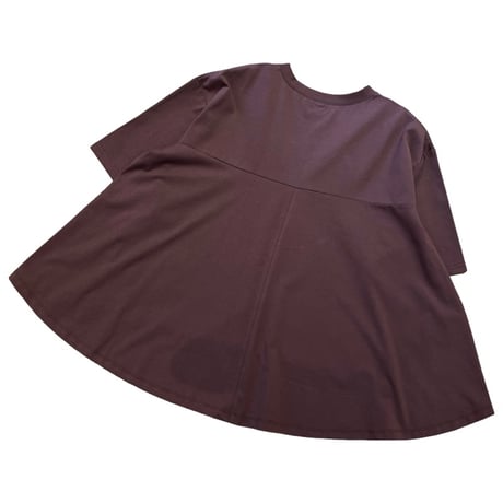 DignteCollier バックフレアプリントTシャツ-ブラウン