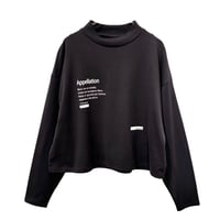 QTUME    ロゴプリント モックネック クロップドプルオーバー       -チャコール