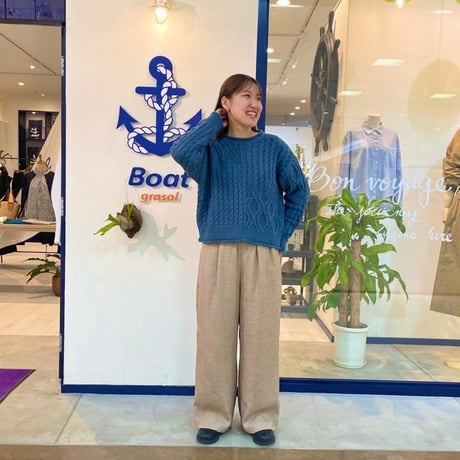 QTUME ナチュラルシャンブレータックパンツ ベージュ