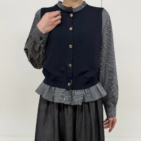 ATELIER SIX   14Gニット+布帛プルオーバー -  キャメル