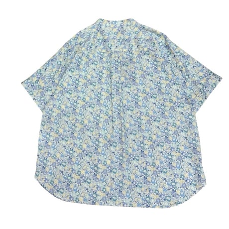 J.Sloane リバティプリント"Classic Garden"刺繍半袖ブラウス - ライトブルー