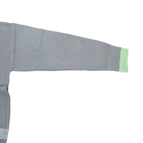 QTUME バイカラーロングTシャツニット- グレー