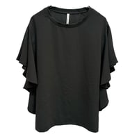 Dignte Collier    ストレッチシフォン袖フリルブラウス       -　チャコール
