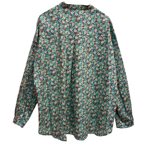 Parkes リバティプリント"Mini Myria" スタンドネックブラウス- ミントグリーン