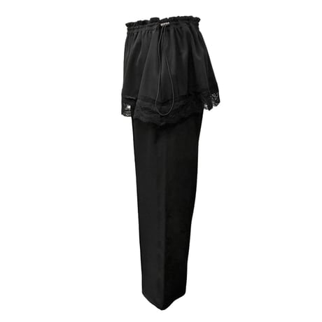QTUME     オーバースカート付きパンツ       -ブラック