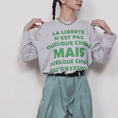 THOMAS MAGPIE      グラフィックプリント ロングスリーブTシャツ        -アイスグレー