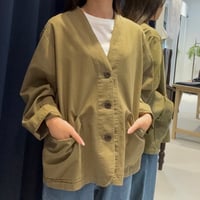 vent blanc | コットンレーヨンツイルノーカラージャケット  | 【Khaki】