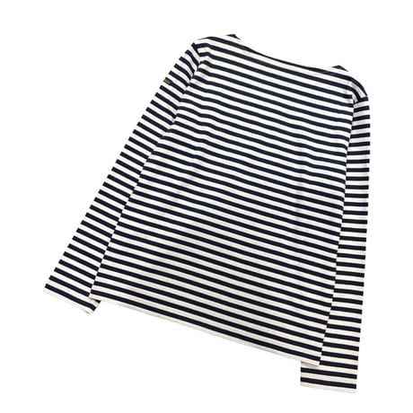Le Minor 細ボーダー長袖Tシャツ- ホワイト×ネイビー