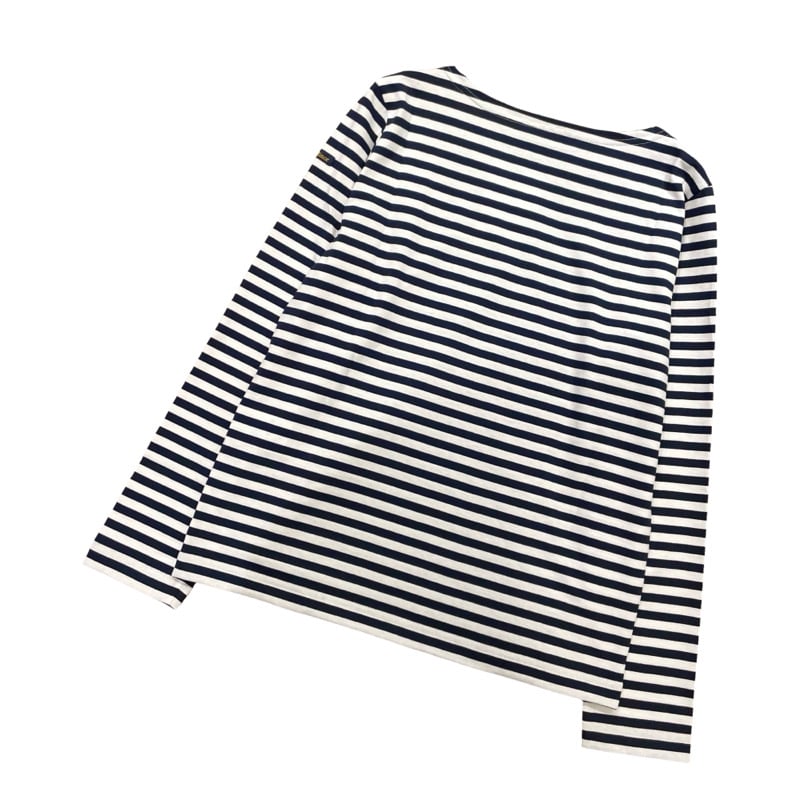 Le Minor 細ボーダー長袖Tシャツ- ホワイト×ネイビー | grasol Nagasa