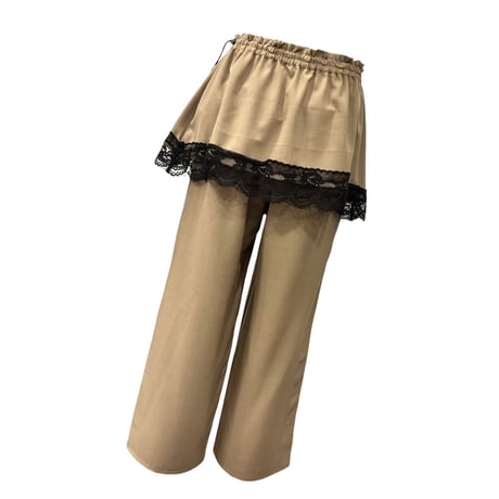 QTUME     オーバースカート付きパンツ       -ベージュ