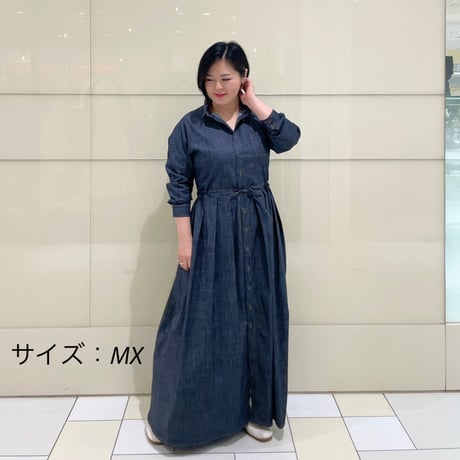 LIROMA デニムライク シャツワンピース インディゴ
