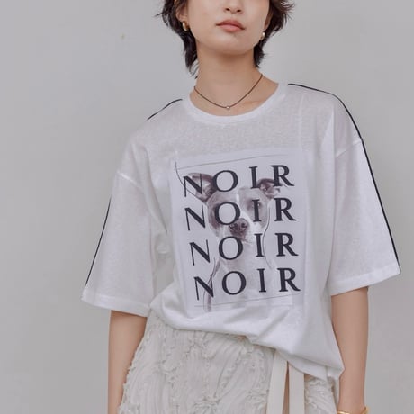 EimeeLaw   アニマルフォト＆刺繍プリントメロウシアーTシャツ- オフホワイト