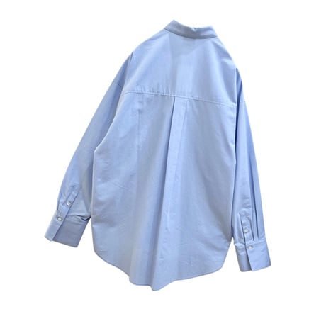 LIROMA ワンポイント刺繍オーバーシャツ サックスブルー