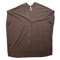 DignteCollier    ストレッチシフォンシャツジャケット    -ブラウン