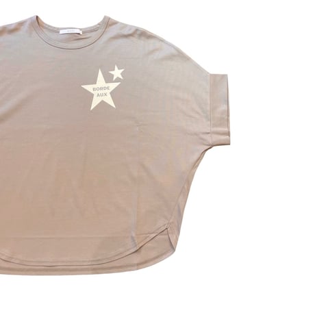 QTUME スタープリントTシャツ-ベージュ
