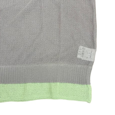 QTUME バイカラーロングTシャツニット- グレー