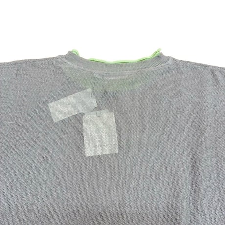 QTUME バイカラーロングTシャツニット- グレー