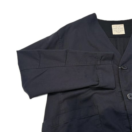 vent blanc | コットンレーヨンツイルノーカラージャケット  | 【Navy】