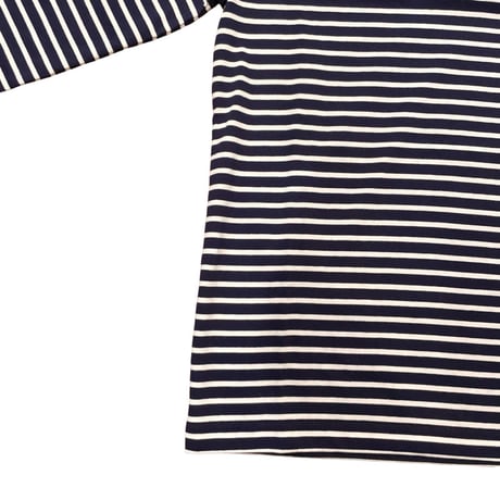 Le Minor 細ボーダー長袖Tシャツ-ネイビー×ホワイト