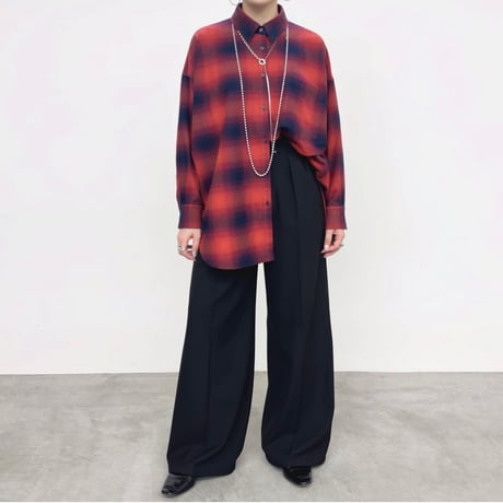 NUS     バックスターチェックオーバーシャツ         -レッド