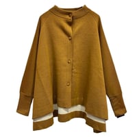 ATELIER SIX   12Gダブルフェイス配色ポンチョ -  キャメル