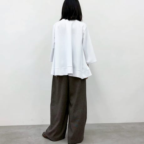 CYNICAL グレンチェックコーデュロイ切替ワイドパンツ- ブラウン