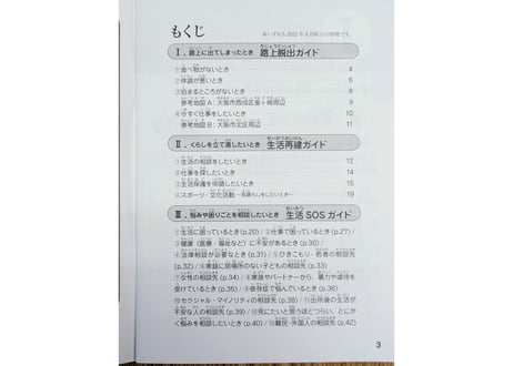 「路上生活脱出　生活SOSガイド　大阪編」　2022年8月改定版