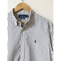 USED ラルフローレン CUSTOM FIT ストライプボタンダウンシャツ L