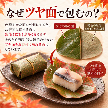 【秋限定】紅葉　柿の葉寿司（鯖鮭15個入り）※紅葉の葉8枚のみ