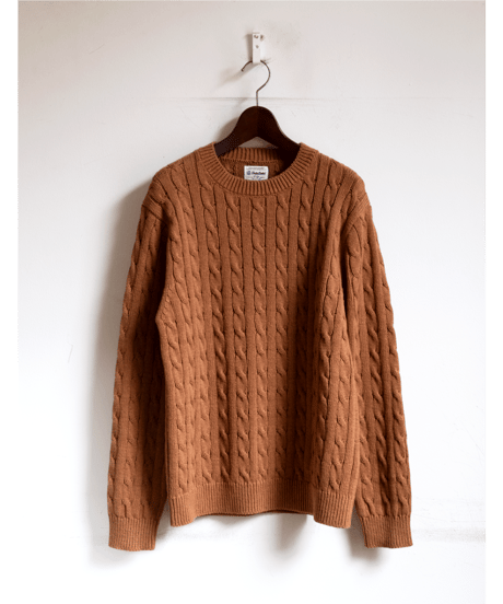 yonetomi NEW BASIC　ORGANIC BROWN COTTON KNIT CABLE PULL OVER