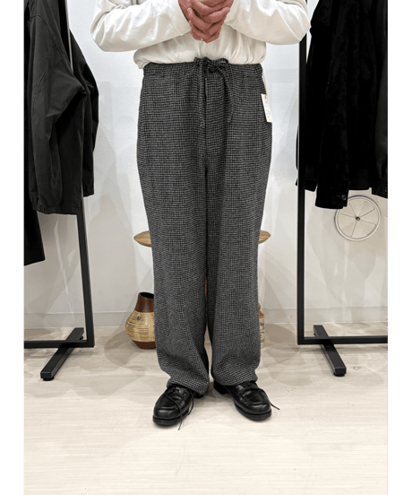 ULTERIOR　WOOL SILK CHECK DRAWSTRING PANTS
