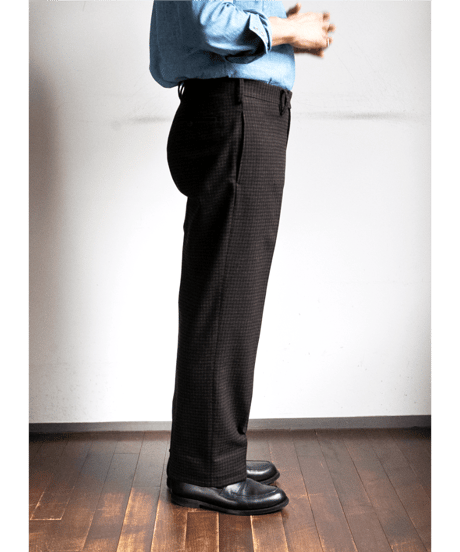 HEUGN　TROUSER113 Brown Check New STRIGHT “Carey”
