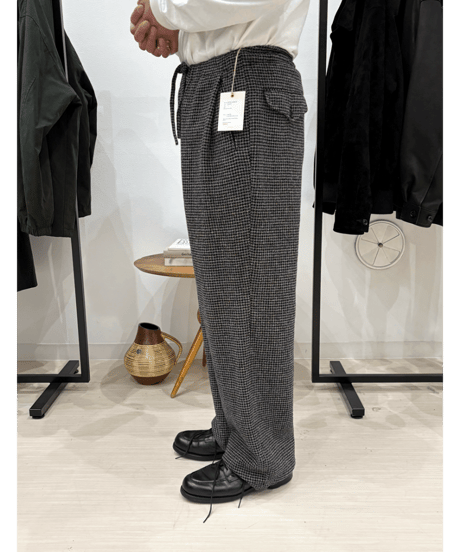 ULTERIOR　WOOL SILK CHECK DRAWSTRING PANTS