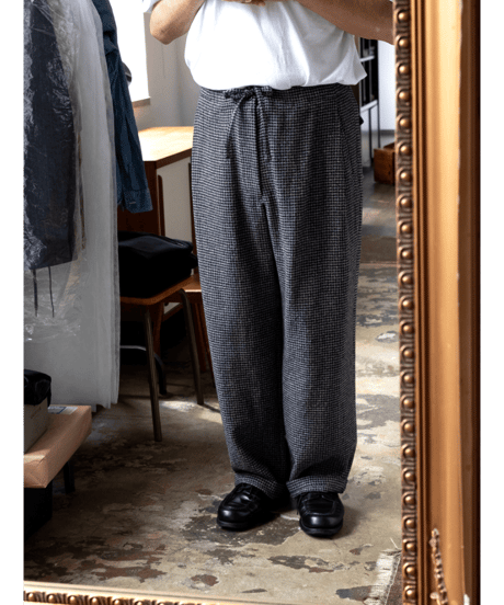 ULTERIOR　WOOL SILK CHECK DRAWSTRING PANTS