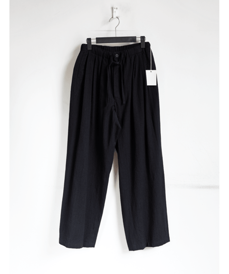 ULTERIOR　WASHED WOOL SILK STRIPE DRAWSTRING WIDE PANTS