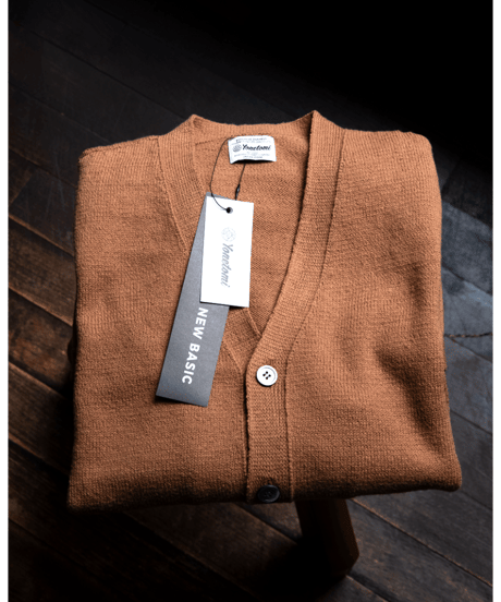 yonetomi NEW BASIC　ORGANIC BROWN COTTON KNIT CARDIGAN