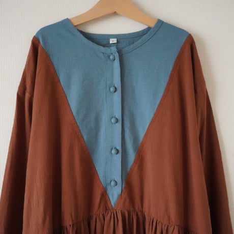 niko two-tone triangle dress - Brown / Mom　（2649）