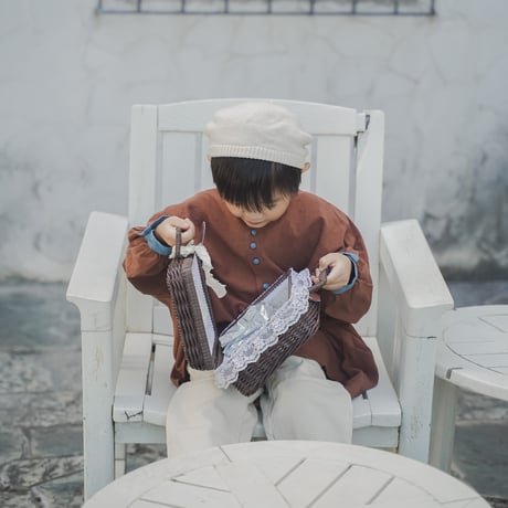niko button shirt- Brown / kids (2652）