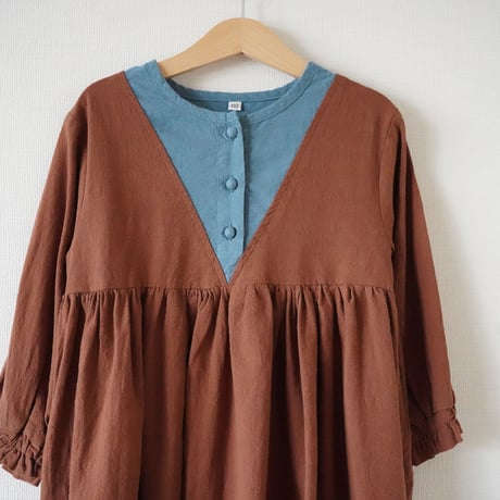niko two-tone triangle dress - Brown / kids　（2650)
