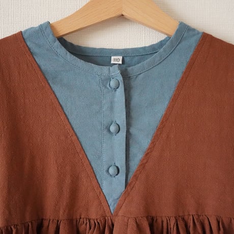 niko two-tone triangle dress - Brown / kids　（2650)