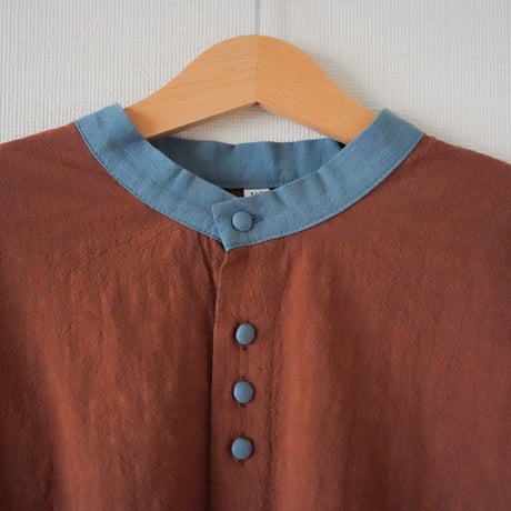 niko button shirt- Brown / kids (2652）