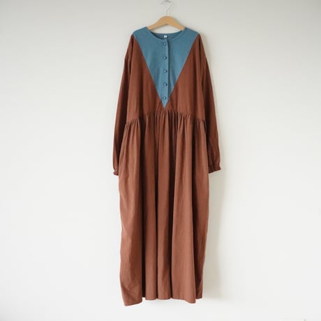 niko two-tone triangle dress - Brown / Mom　（2649）