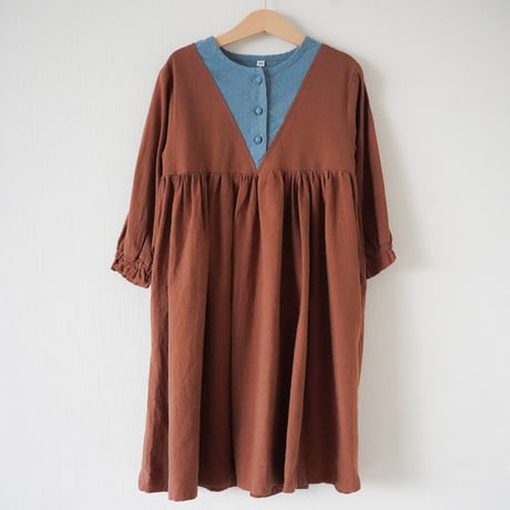 niko two-tone triangle dress - Brown / kids　（2650)